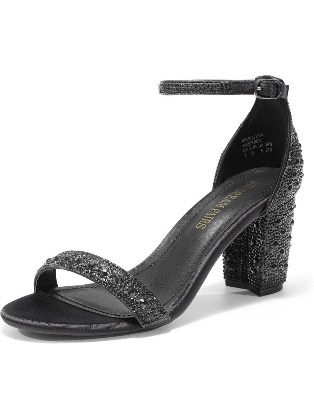 Dream Pairs Women's Black Rhine Open Toe Ankle Strap Comfort Block Heel Sandals